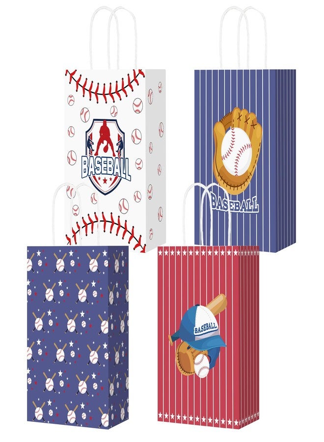 Pineraap 24Pcs Baseball Gift Bags with Handles, 8.3x5.9x3.1 In, Red Blue Baseball Party Favor Bags for Boys Girls, Sport Theme Paper Bag for Games Day, Team Snacks, Birthday Party Decor - Image 1
